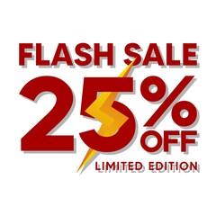 Flash sale discounts up to 25%, banner templates, special offers for flash sales promotions. vector template illustration