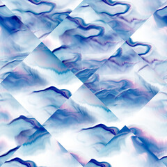 Obraz premium Optical glitch tie dye geometric texture background. Seamless liquid flow effect material. Modern wavy wet wash variegated fluid blend pattern. 