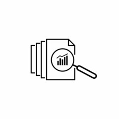 black thin line assessment logo. concept of annual taxes, seo, scrutiny, info list page evaluation, web analytics, service, glass. flat style trend modern logotype graphic design on white background