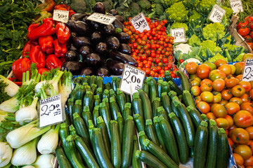 Various vegetables on street market stall