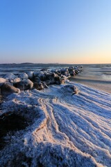 ice covered coastal area as 
severe winter concept.
