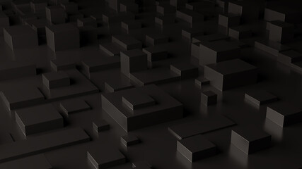 Abstract black 3d blocks background, architecture concept, copyspace