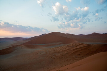 Fototapeta na wymiar Beautiful landscape at sunset in the namibian desert. No people.