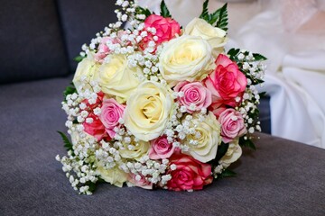 BOUQUET FLEURS ROSES MARIAGE