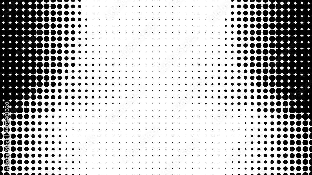 Aufkleber Halftone. Pattern. Abstract dotted background. Texture of dots. Matrix code. Monochrome gradient background. Vector illustration.