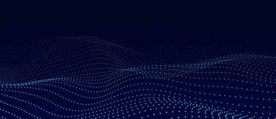 Abstract blue gradient wave of particles. Big data. Digital background. Futuristic vector illustration.