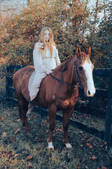 Fototapeta premium girl with horse
