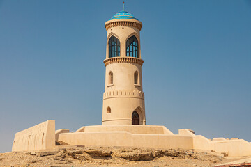 Middle East, Arabian Peninsula, Al Batinah South. The Al Ayjah lighthouse in Sur, Oman.