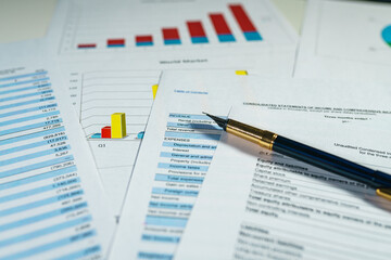 Naklejka na ściany i meble Financial income statement, account balance report analysis.