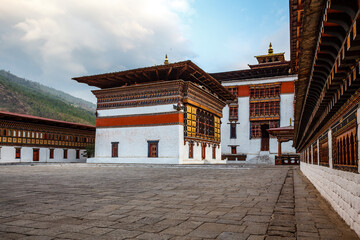 Fototapeta premium Exterior of Trashi Chhoe Dzong monastery in Thimphu, Bhutan, Asia
