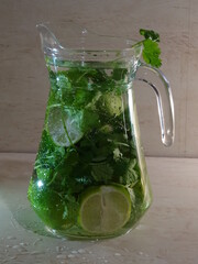 mojito cocktail with lime and mint