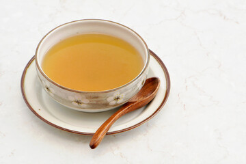 Clear chicken broth soup