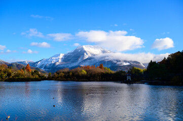 Naklejka premium 伊吹山, 真冬, 積雪, 三島池, 湖, 山, 水, 風景, 空, 自然, 川, 景色, 雲, 旅行, 森, 頂点, 朝焼け, 落ち着いた