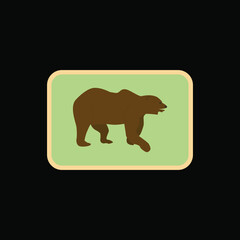 Camping badge, vector flat illustration. Camping bear icon. 