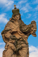 Prague, Czech Republic. Statue of St. Ludmila on the Charles Bridge.