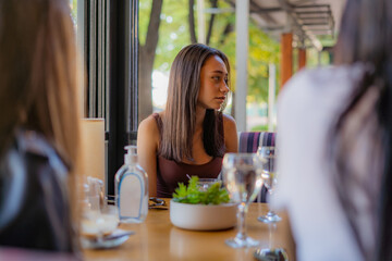 Talking and sitting in the cafe