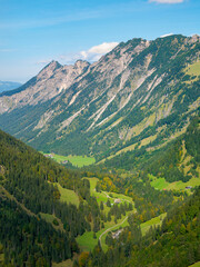 Fototapeta na wymiar Valley Stillachtal near Oberstdorf in the Allgau. Germany, Bavaria