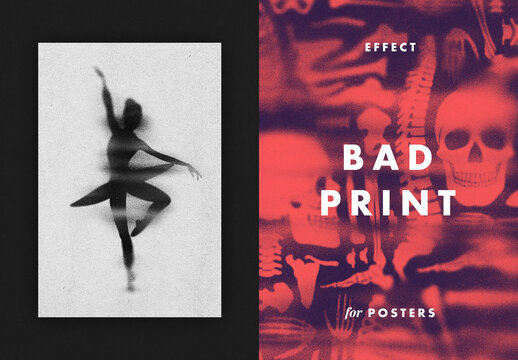 Bad Print Displacement Poster Effect Mockup