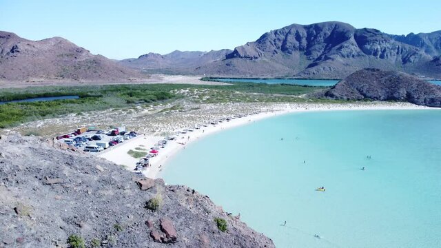 Aerial footage of Balandra Beach in Mexico 