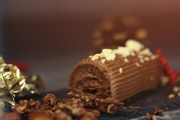 bûche de noël, pâtisserie, noël et nouvel an	
