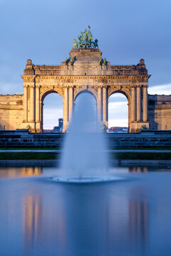 Beautiful view of a Triumphal Arch in Parc du Cinquantenaire in Brussels