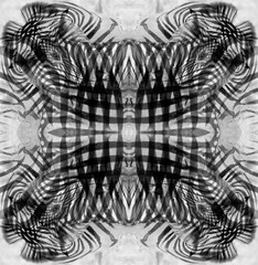 Black and white kaleidoscope abstract of a zebra.