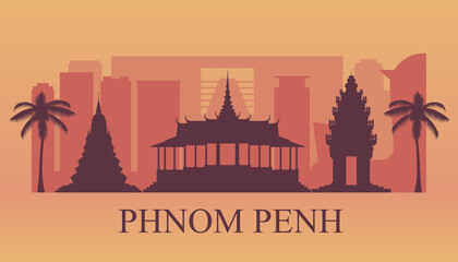 Phnom Penh silhouette. Vector illustration.