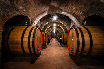 Europe, Italy, Montepulciano. Wine cellar in town.