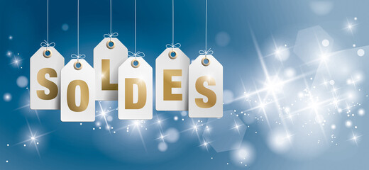 BANNIÈRE SOLDES D'HIVER SUR FOND BLEU © kazy