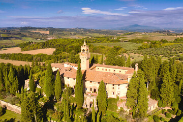 Italy, Tuscany, Chianti region at beginning of Autumn, Castello di Montegufoni. (Editorial Use Only)