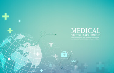 Fototapeta premium Medical technology vector background.Global technolgy concept