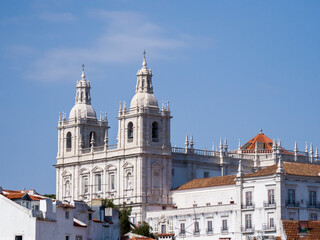 Fototapeta na wymiar Portugal, Lisbon. The Sao Vicente church as seen from the Miradouro de Santa Luzia overlook.