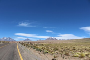 Road to Miscanti and Miñiques lakes, Atacama, Chile, South America.