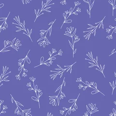 Afwasbaar behang Vector naadloos patroon met bloementakken zeer peri kleur van 2022 jaar © Anastasia