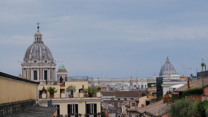 Rome overview with monument and several domes 