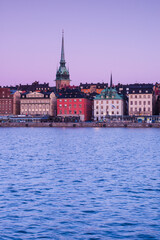 Obraz premium Sweden, Stockholm, Gamla Stan, Old Town, old town skyline, dawn