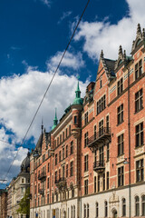 Fototapeta na wymiar Sweden, Stockholm, buildings along Strandvagen street (Editorial Use Only)