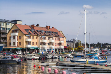 Fototapeta na wymiar Sweden, Stockholm Archipelago, Vaxholm, Vaxholm Harbor