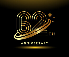 Golden 62 year anniversary celebration logo design inspiration