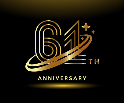 Golden 61 year anniversary celebration logo design inspiration