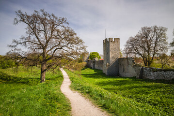 Sweden, Gotland Island, Visby, 12th century city wall, most complete medieval city wall in Europe