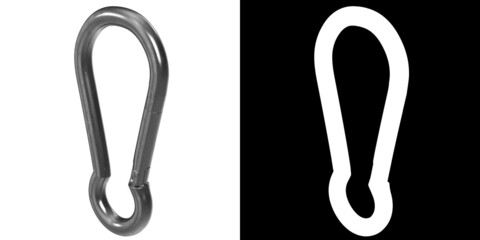 3D rendering illustration of a carabiner cable clip