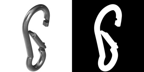 3D rendering illustration of a carabiner cable clip