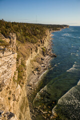 Sweden, Gotland Island, Hogklint, high angle view of western cliffs