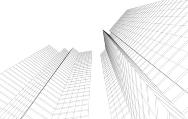 Fototapeta premium architecture building digital drawing