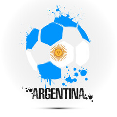 Abstract soccer ball with Argentina national flag colors. Flag of Argentinian in the form of a soccer ball made on an isolated background. Football championship banner. Vector illustration