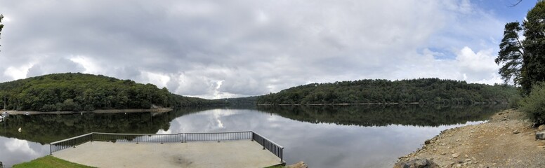 Beautiful view on the Guerledan lake in Brittany. France