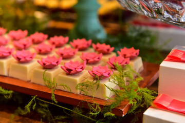 sweets with roses, condensed milk candy 