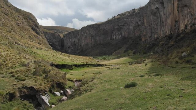 The Chorrera Cayon is a rugged landscape at Riobamba Ecuador, South America. 
its walls are 2 km long. and a height from 20 to 100m.