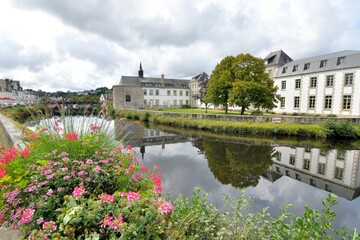 Fototapeta na wymiar beautiful architecture at Pontivy in Brittany Morbihan France